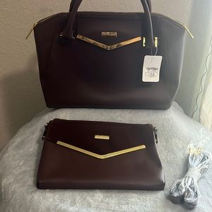 Joy & Iman Maroon 2piece purse with additional Crossbody &strap inside Brand New